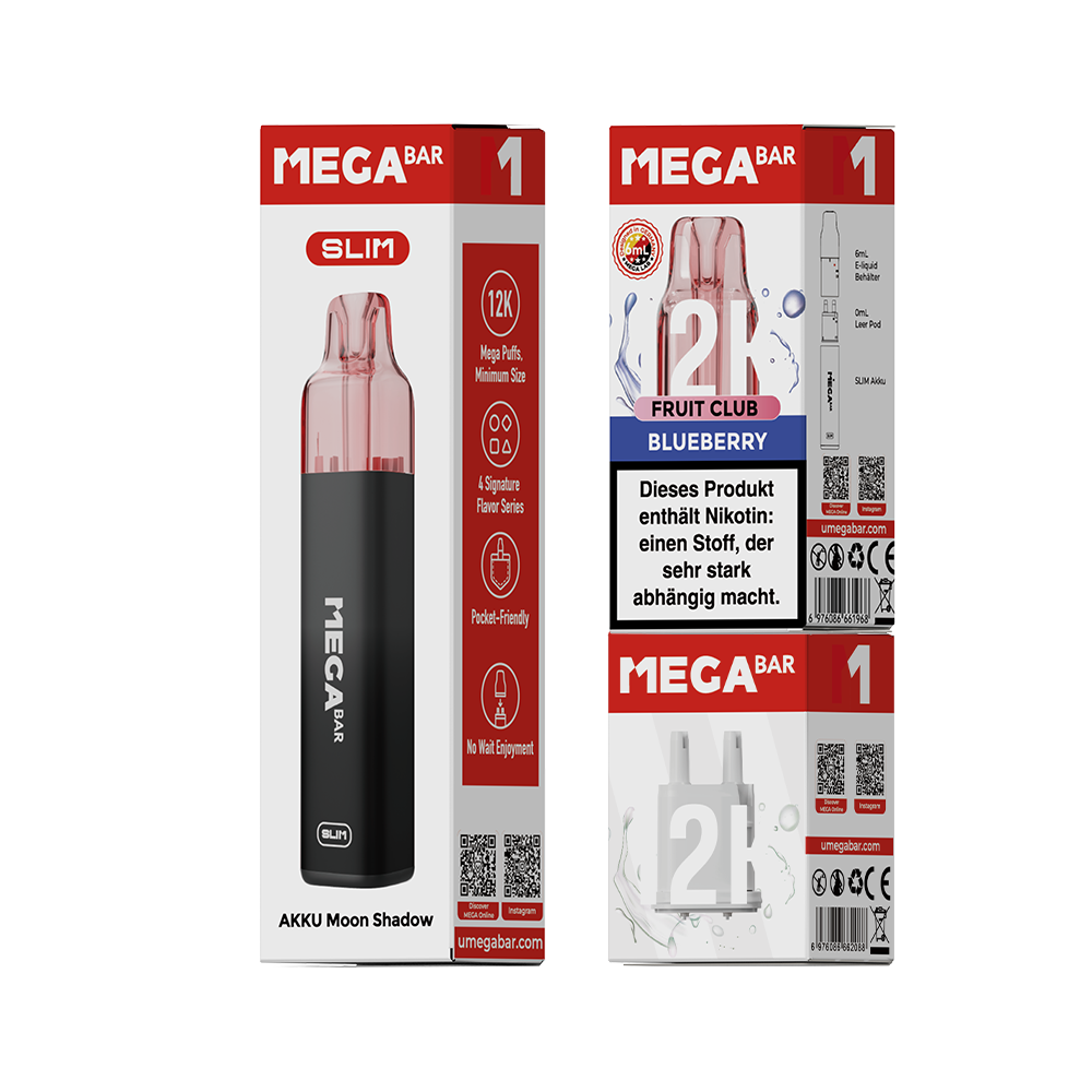 MEGABAR SLIM 12K Starter Kit Blueberry - Akku Moon Shadow