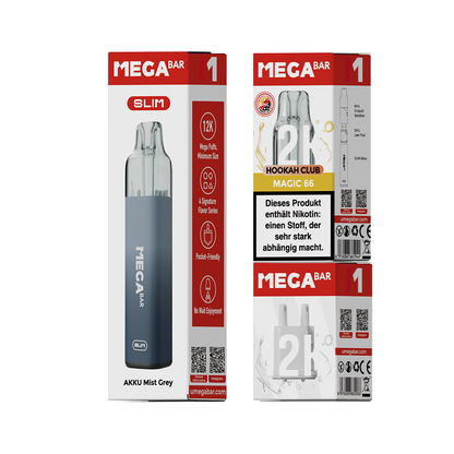 MEGABAR SLIM 12K Starter Kit Magic 66 - Akku Mist Grey