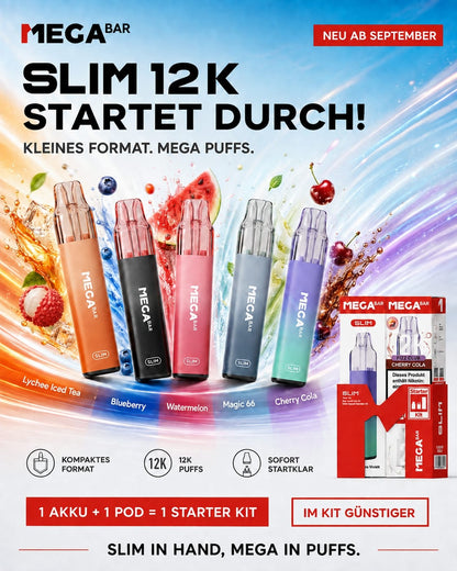MEGABAR SLIM 12K Starter Kit - alle 5 Sorten und Farben