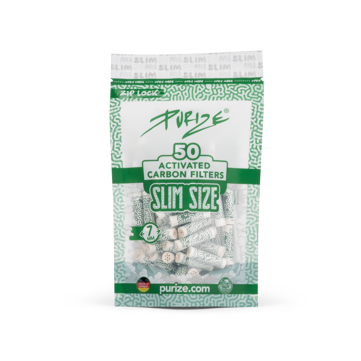 PURIZE® Slim Size Aktivkohlefilter 6mm 10x (50stk)
